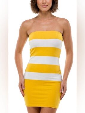 Strapless Bodycon yellow Dress by Active Basic M/Lg